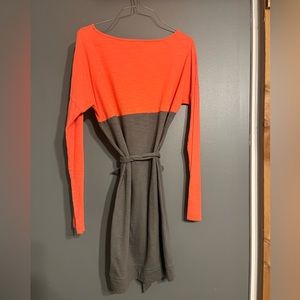 Coral and gray dress